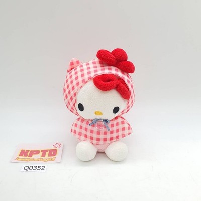 Hello Kitty Q352 Raincoat Hoodie Sanrio Mascot Keychain Plush 4'' Toy Doll Japan