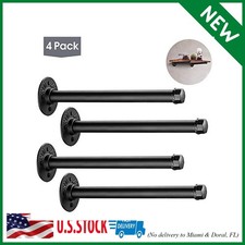 Industrial Black Iron Pipe Shelf Brackets 4 Pack, Elibbren 13.7 Inch Vintage Wal