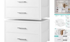  Stackable Storage Drawers Closet Organizers L(15.7"D x 21.1"W x 16.1"H) White