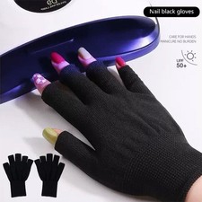 1Pair Black UV Protective Fingerless Nail Gloves Gel Polish LED Lamp Manicure