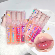 4x Shiny Jelly Lip Gloss Set Moisturising Hydrating Nude Glossy Lips Makeup