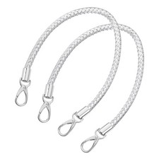 2Pcs 50cm Short Leather PU Braided Purse Replacement Silver
