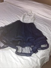 SPEECHLESS Girls Pretty Navy Blue Rhinestone A-line Formal Dress Size 16