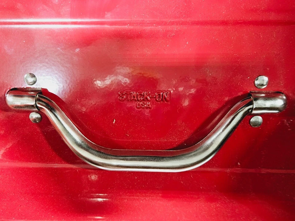 22'' red metal tool box with tray - Image 3 of 4