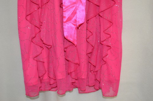 IZ Amy Byer Girls Overlay Drop Asymmetrical Ruffle Pink Sparkle Dress - Size 14 - Picture 6 of 6