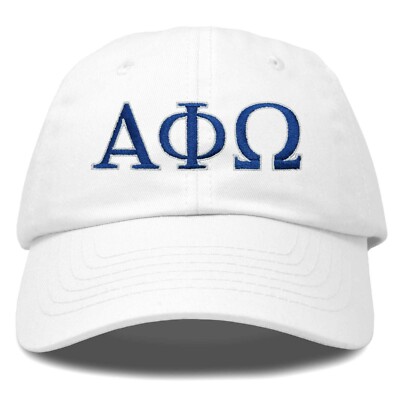 DALIX Alpha Phi Omega Greek Letters Ball Cap Embroidered Hat in White