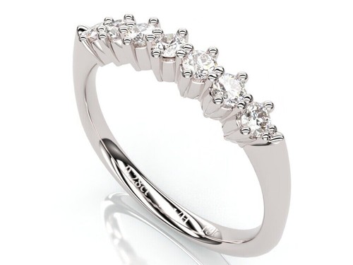 Anillo de media eternidad Banda de oro con diamantes Blanco Ct 18k Boda... - Imagen 2 de 7