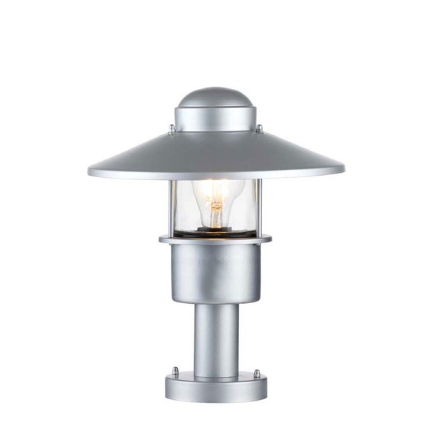 Sockelleuchte AußEnleuchte Stehlampe Glas Klar Edelstahl Silber Hofleuchte E27-image