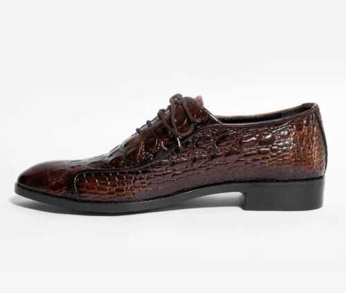 Herren Krokodil Schuhe, Herren Alligatoren Schuhe, Braun Krokodil Struktur Schuhe - Bild 2 von 4