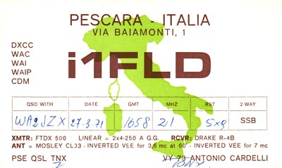 Pescara Italy I1FLD QSL Radio Postcard