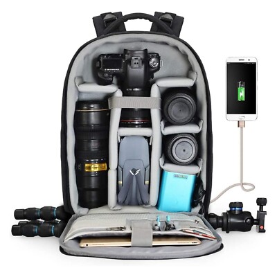 CADeN Camera Backpack Professional DSLR Bag with USB Charging Port Rain Cover...