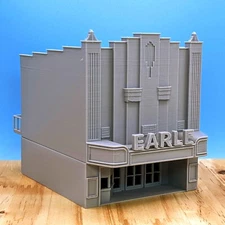 S Scale - North Carolina Mt Airy Earle Movie Theater - 1:64 Scale Building