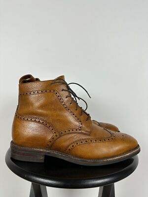 Men's Loake George Brown Leather Derby Brogue Boots Shoes Size 9 1/2 UK,10 US