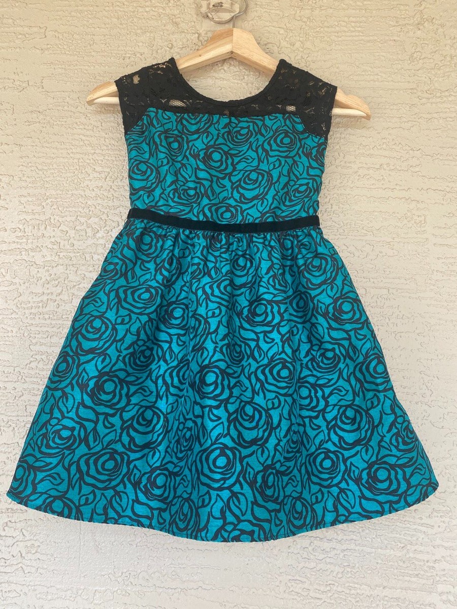 gymboree green holiday dress EMERALD PARTY Christmas Black Lace Girl's Size 6 dress with diaper cover