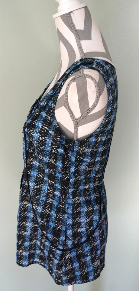 Blusa túnica sin mangas ODILLE Anthropologie azul negra a cuadros talla 4 Foto 2 de 4