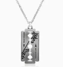 NEW - Metal Judas Priest British Steel Men’s Necklace Razorblade Silver Pendant