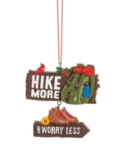 Hike More Worry Less Hiking Christmas Ornament