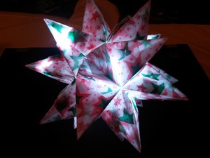 Details Zu Großer Bascettaorigami Stern Mit Beleuchtung Weiß Mit Sternen