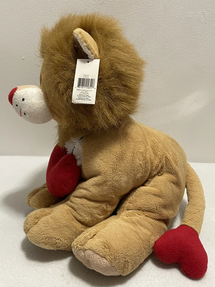 Ganz Linus Lion HM8652 Red Hearts Lion Valentine  Love Soft Plush  13" - Image 4 of 4