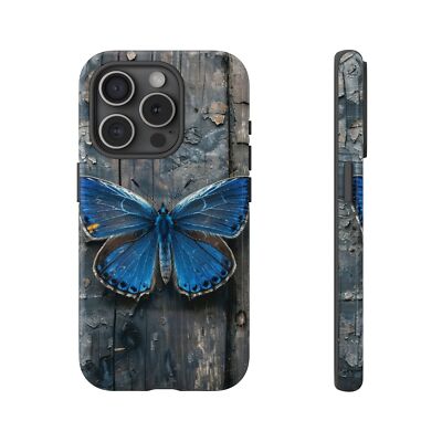 Phone Ink - Case for iPhone/Galaxy/Pixel - Azure Blue Butterfly Gray