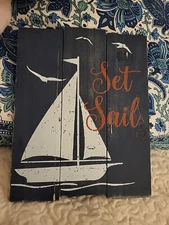Rustic Sailboat Wooden Plaque Art Nautical Seaside Coastal Beach Home Decor
