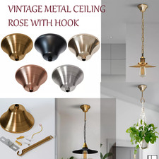 Vintage Metal Ceiling Rose with Hook for Chandelier Light Fitting