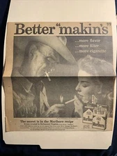 Marlboro Cigarettes Better Makins 1959 Sporting News Baseball 12X11 Ad