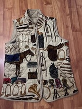 VTG Polo Ralph Lauren Reversible Vest Equestrian Green Label Saddle Horse Size S
