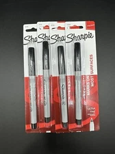 Sharpie Permanent Markers, Ultra Fine Point, Black ~ Pack Of 4