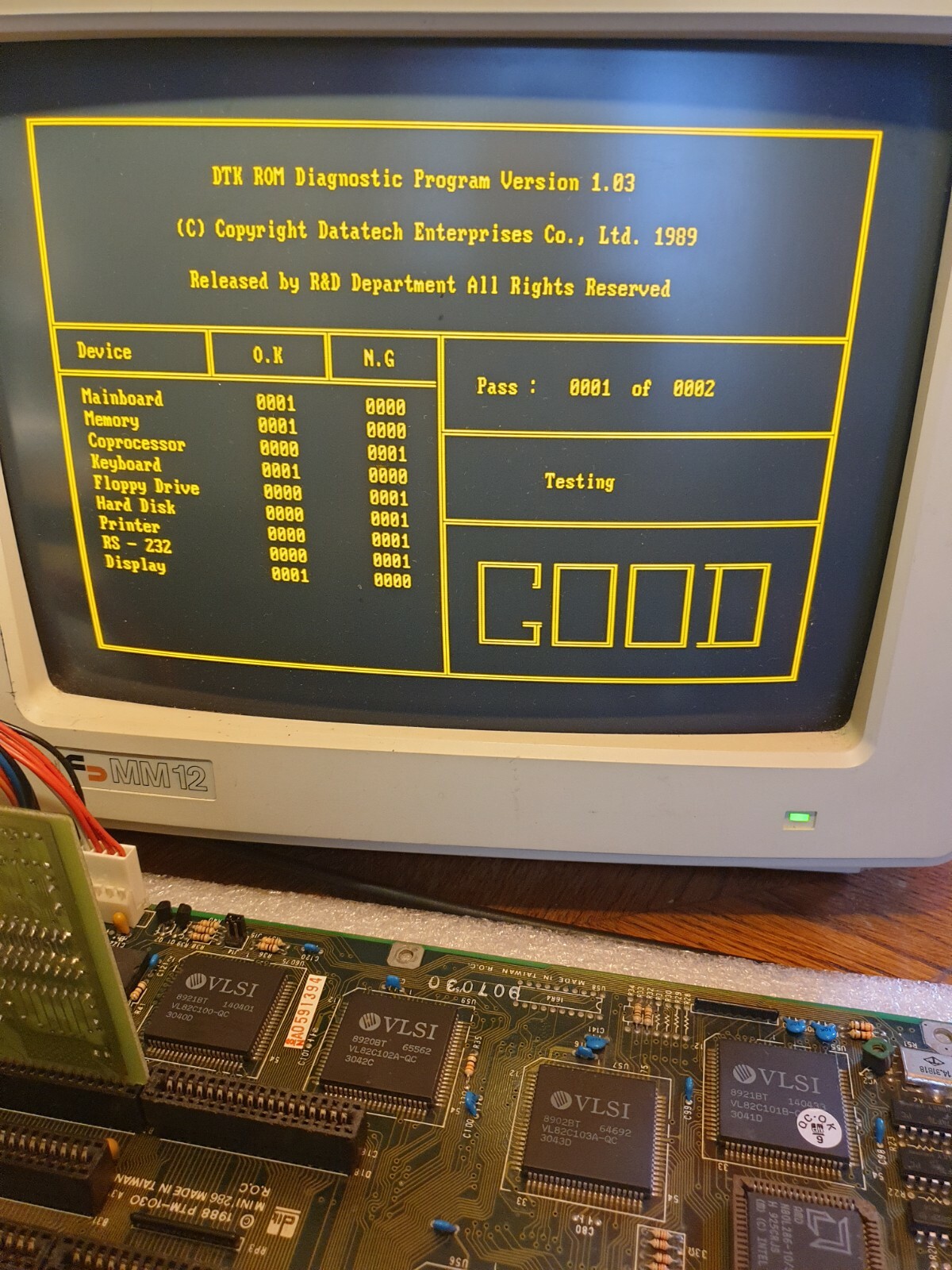 DTK PTM-1030 286 Motherboard (AMD N80L286-10MHz CPU+ 1024KB RAM.