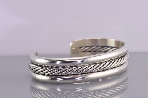 Native American Sterling Silver Thick Coiled Cable Cuff 925 Bracelet 42g 6.25" - Picture 2 of 7