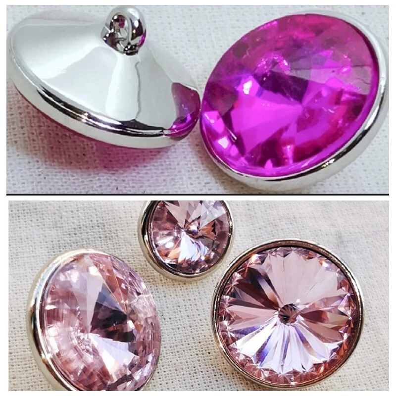 10Pcs Shiny Glass Crystal Rhinestone Buttons DIY Shirt Clothing Sewing Decor - Image 4 of 4