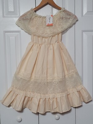 Girls Boutique Dress Crochet Lace Cream Ruffles Fancy No Size Modest Ivy City