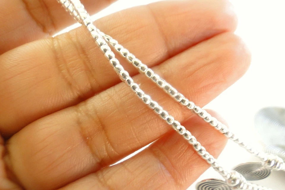 Collar de plata de ley 925 disco tribal graduado de dos hilos Thai Hill Tribe Foto 3 de 4