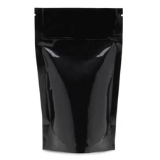 50 pcs 1/2 oz Black Child Resistant 5"x8"x2.5" Stand Up Pouch Smell Proof Bags