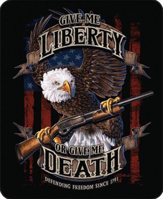 Queen Give Me Liberty or Death Eagle Flag Patriotic Faux Fur Blanket Super Plush