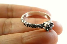 Green Quartz Ornate Balinese 925 Sterling Silver Band Ring Size 6 7 8 9