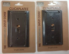 2- E.L.K. Lighting "Aged Bronze" Color Single Plate Light Switch Covers #2501