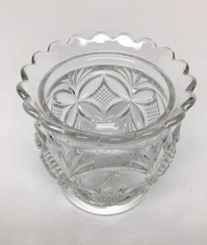 Antique EAPG WESTMORELAND "ELITE CLEAR" Footed Open SUGAR Pillow & Fan Sunburst - Picture 3 of 6