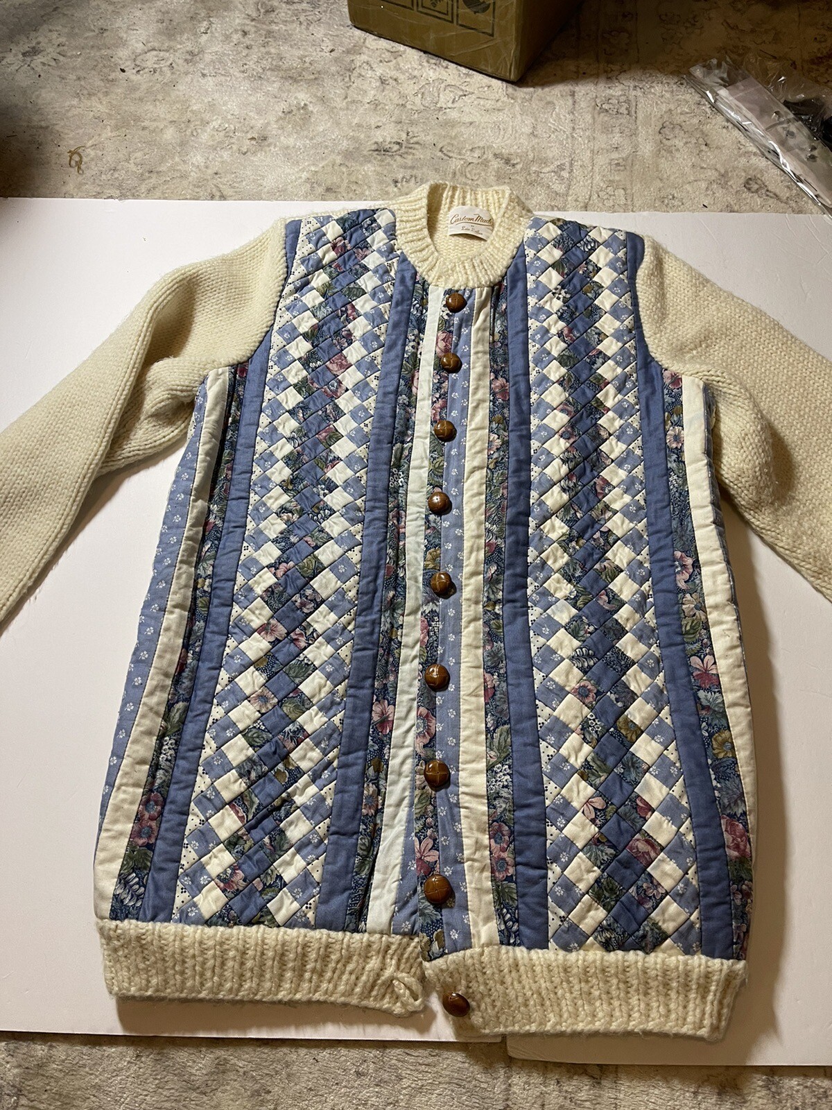 Handmade Quilt Front Patchwork Sweater Jacket - image 6