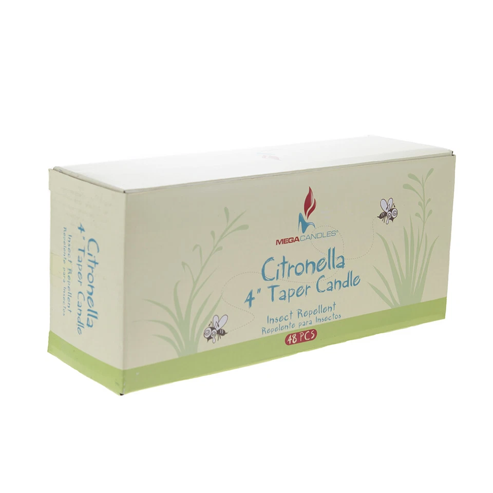 Mega Candles - 4" Citronella Scented Straight Taper Candles - Yellow, Set of 48 - Image 2 of 2