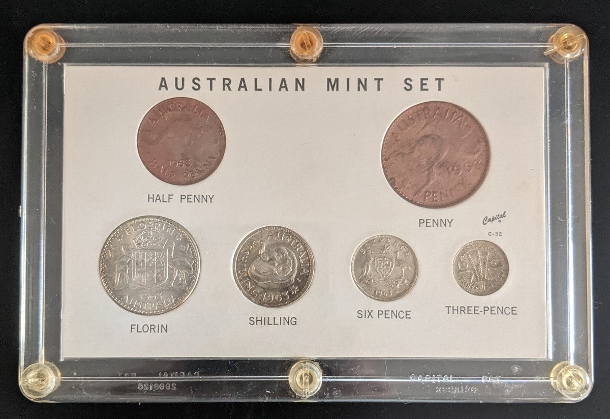 1963 Australian Mint Set in Capital Plastic ~ BU Silver & Bronze