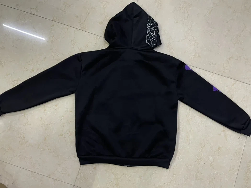 Nuevo Diamante Esqueleto Estrás Lentejuelas Moda Gótica Negro Sudadera con Capucha Cremallera Chaqueta Foto 4 de 4