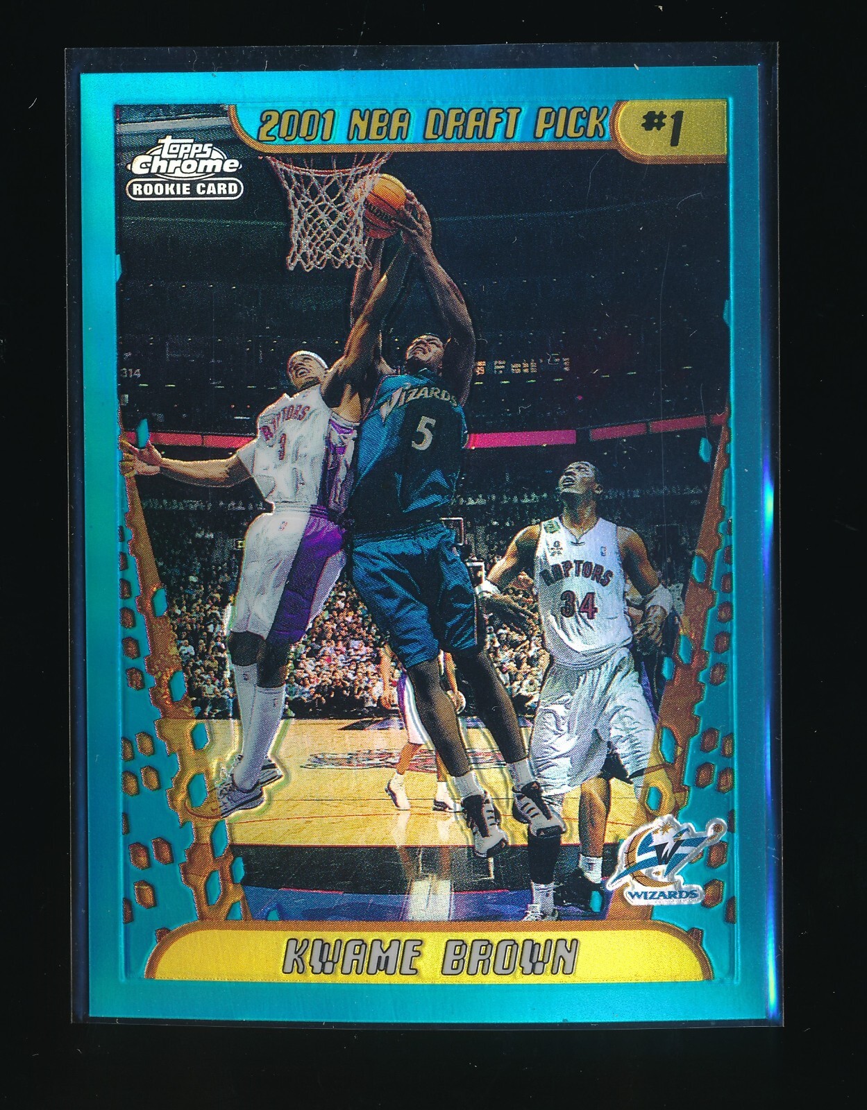 KWAME BROWN 2001-02 TOPPS CHROME REFRACTOR PARALLEL #165 RC *WASHINGTON WIZARDS*