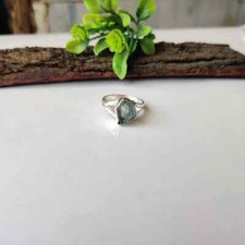 Raw Aquamarine Gemstone Ring Solid 925 Sterling Silver Lovely Ring All Size MK 