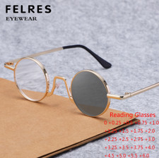 Men Metal Round Photochromic Single Vision Reading Glasses Outdoor Sunglasses