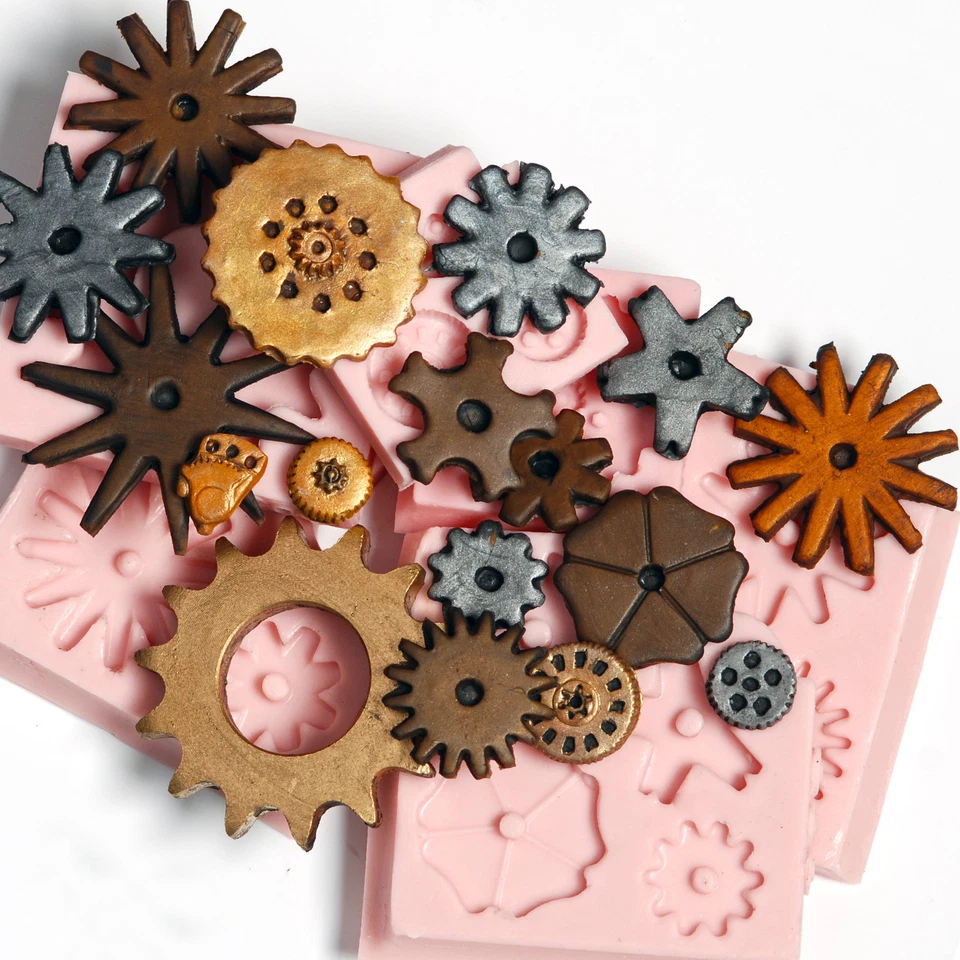 Silicone Steampunk Gear Cog Mold Set 6 Moulds Create 17 Gears Food Safe  (241) - Image 4 of 4