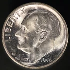 1946 S ROOSEVELT DIME BU FRESH FROM ORIGINAL ROLL -LOT 3573