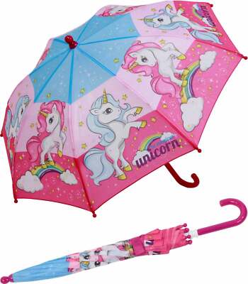 Regenschirm Kinder Stockschirm Einhorn Unicorn pink blau stabil leicht