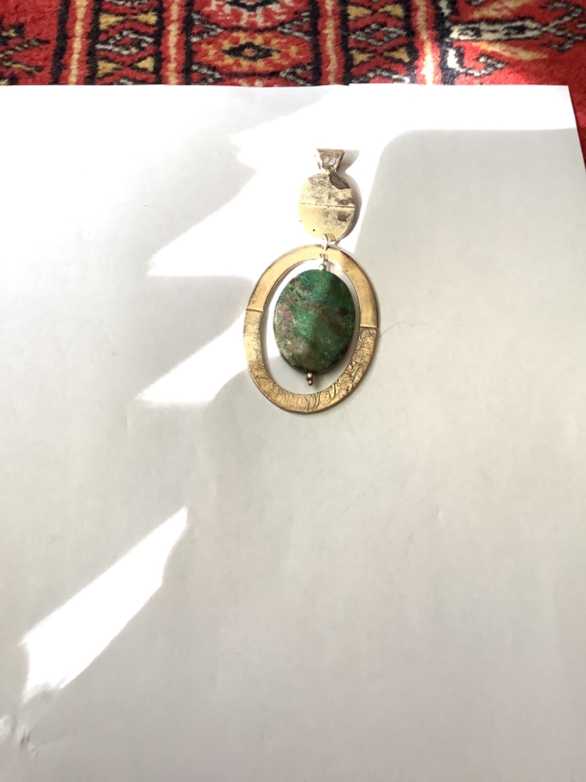 Large sterling Silver Ruby green  Zoisite Pendant… - image 1